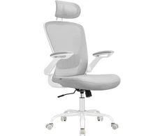Songmics Ergonomiška biuro kėdė su tinkleliu ir atlošu balandžių pilkos spalvos
