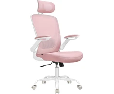 Songmics Ergonomiška biuro kėdė su supimo funkcija pastelinės rožinės spalvos