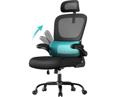 Songmics Ergonomiška biuro kėdė su tinkleliu ir atlenkiamais porankiais