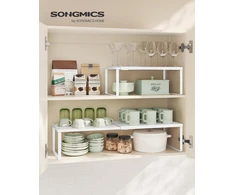 SONGMICS ištraukiama metalinė prieskonių lentyna, 2 vnt., 38–60 cm, B0F89YBBJP