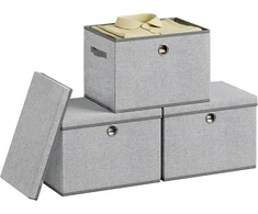 SONGMICS laikymo dėžių rinkinys su dangčiais, 3 vnt., 43 x 30 x 30 cm, LLR703G01