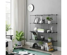 Songmics metalinė modulinė lentyna su 12 skyrių, juoda, 93 x 123 x 31 cm, LPI34H