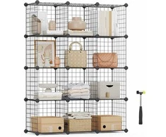 Songmics metalinė modulinė lentyna su 12 skyrių, juoda, 93 x 123 x 31 cm, LPI34H