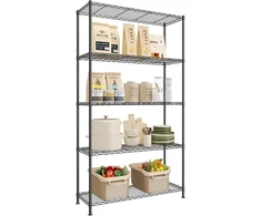 SONGMICS metalinis sandėliavimo stelažas su 5 reguliuojamomis lentynomis, 30 x 90 x 161 cm, LGR195BH01
