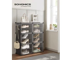 SONGMICS modulinė batų spintelė su 6 skyriais ir durimis 124 x 32 x 94 cm LPC033B01