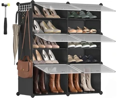SONGMICS modulinė batų spintelė su 6 skyriais ir durimis 124 x 32 x 94 cm LPC033B01