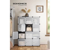 SONGMICS modulinė lentyna-spinta su 12 skyrių ir durimis, 93 x 93 x 123 cm, LPC34HV1