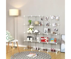 SONGMICS modulinė metalinė lentyna su 16 kubų, 153 x 153 cm, 777LPI44W