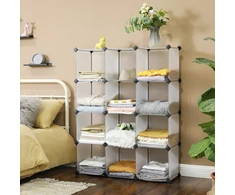 SONGMICS modulinė plastikinė lentyna su 12 skyrių, 93 x 31 x 123 cm, LPC34L