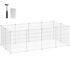 SONGMICS modulinė tvorelė mažiems gyvūnams, metalinė, 143x73x46 cm, balta, LPI01W