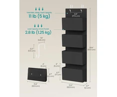 SONGMICS pakabinamas durų organizatorius su 4 kišenėmis 12 x 33.5 x 100 cm