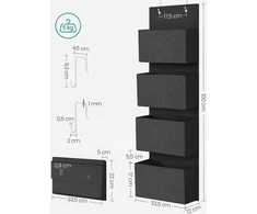 SONGMICS pakabinamas durų organizatorius su 4 kišenėmis, 33,5 x 12 x 100 cm RDH004B01