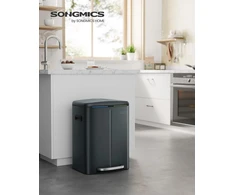 SONGMICS pedalinis šiukšlių rūšiavimo kibiras, 2 x 20 l, dviejų skyrių, plieno