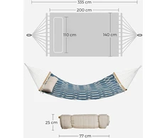 SONGMICS poliesterinis hamakas su bambukiniais strypais, 200 x 140 cm, GDC034I02