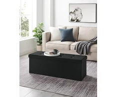 SONGMICS sandėliavimo suoliukas 110 x 38 x 38 cm, 131 l, juodas, LSF077B01