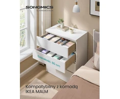 SONGMICS stalčiaus organizatorių rinkinys 4 vnt., 40x16x10 cm, suderinamas su IKEA Hemnes ir Malm, sulankstomas, pilkas