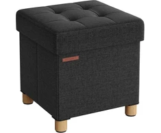 SONGMICS sulankstoma daiktadėžė-pufas 38 x 38 x 40 cm, juoda, iki 300 kg 55AA12438