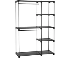 SONGMICS sulankstoma drabužių spinta su metaliniais strypais, 112 × 43 × 165 cm, juoda
