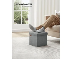SONGMICS sulankstoma taburetė su daiktadėže, 30x30x30 cm, 130 kg apkrova, pilka, LSF028G02