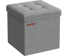 SONGMICS sulankstoma taburetė su daiktadėže, 30x30x30 cm, 130 kg apkrova, pilka, LSF028G02
