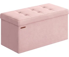 SONGMICS sulankstomas aksominis pufas su daiktadėže, 89 l, iki 300 kg, LSF247R01