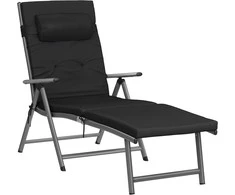 SONGMICS sulankstomas lauko gultas su 6 cm čiužiniu, aliuminio rėmu, 150 kg, juodas GCB24BK