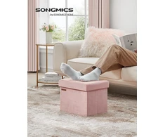 SONGMICS sulankstomas pufas su daiktadėže, aksominis, 32 l, 41 x 31 x 31 cm, LSF200R01