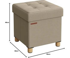 SONGMICS sulankstomas pufas su daiktadėže, 300 kg, 38 x 38 x 40 cm LSF014K11