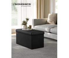SONGMICS sulankstomas pufas su daiktadėže, 89 l, 76 x 38 x 38 cm, iki 300 kg, LSF047B01