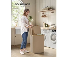 SONGMICS sulankstomas skalbinių krepšys su 2 skyriais, 130 l, 52 x 38,5 x 70,5 cm, PCT611W01