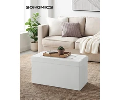 SONGMICS sulankstomas suoliukas su daiktadėže, 76 x 38 x 38 cm, 300 kg, LSF45WT