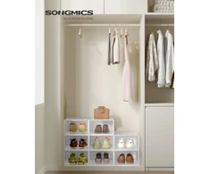SONGMICS sulankstomos batų dėžės su durelėmis, 8 vnt., 33.3 x 23 x 14 cm, LSP08SWT