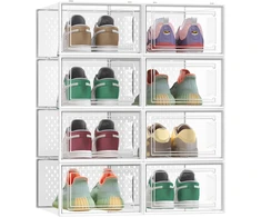 SONGMICS sulankstomos batų dėžės su durelėmis, 8 vnt., 33.3 x 23 x 14 cm, LSP08SWT