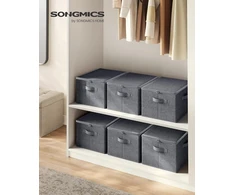 SONGMICS sulankstomos daiktų laikymo dėžės su dangčiais, 6 vnt., 40 x 30 x 25 cm, 35 l