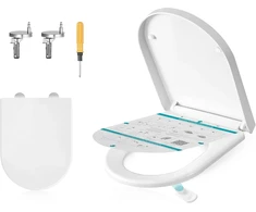 SONGMICS tualeto sėdynė D formos su lėto nusileidimo mechanizmu, balta BTL003WZ01