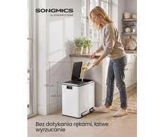 SONGMICS virtuvinė šiukšliadėžė su pedalu, 2 skyriai po 15 l, B08571RVGK