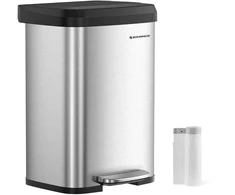 SONGMICS virtuvinė šiukšliadėžė su pedalu ir anglies filtru, 50 l, B0C39TX4HD