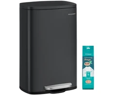 SONGMICS virtuvinė šiukšliadėžė su pedalu, 50 l, juoda, plieninė