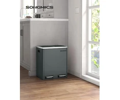 SONGMICS virtuvinė šiukšliadėžė su pedalu, 2 skyriai po 15 l, B07XMNL9XN