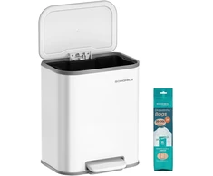 SONGMICS virtuvinė šiukšliadėžė su pedalu, 20 l, plieninė, balta