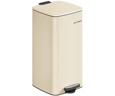SONGMICS virtuvinis atliekų konteineris su pedalu, 30 l, vidinis kibiras, nerūdijančio plieno, švelnus uždarymas, smėlio spalvos, LTB593A02