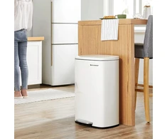 SONGMICS virtuvinis šiukšlių kibiras su pedalu, 50 l, plieno, vidinis plastikinis indas, baltas, LTB101W01