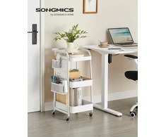 SONGMICS virtuvinis vežimėlis su 3 metalinėmis lentynomis, 43.3 x 32.3 x 73.9 cm, LRC037W01