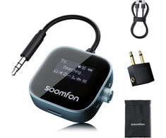 SOOMFON Bluetooth 5.3 garso siųstuvas-imtuvas su LCD ekranu, 3,5 mm AUX, BT34-BN1