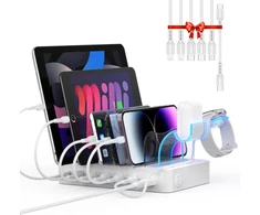 SOOPII 60 W įkrovimo stotelė su 6 prievadais ir USB-C PD 20 W, CS60