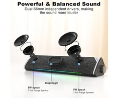 Namų kino sistema SOULION garso juosta kompiuteriui R60, USB ir Bluetooth, LED apšvietimas, 3,5 mm jungtis, 12 W