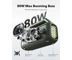 soundcore belaidė nešiojama Bluetooth kolonėlė Boom 2 80W IPX7 BassUp RGB žalia