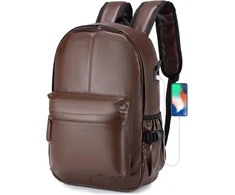 SPAHER dirbtinės odos kuprinė su USB, 25 l, 40 x 30 x 20 cm, nešiojamam kompiuteriui 15,6 colio, 1B030-PU-Brown