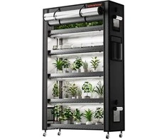 Spider Farmer reguliuojamas 6 lygių metalinis augalų stovas su 10 LED lempų, 220 W, naudoti patalpose