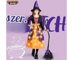 Spooktacular Creations mergaičių raganos kostiumas su LED apšvietimu SPO-BW-20589-3T